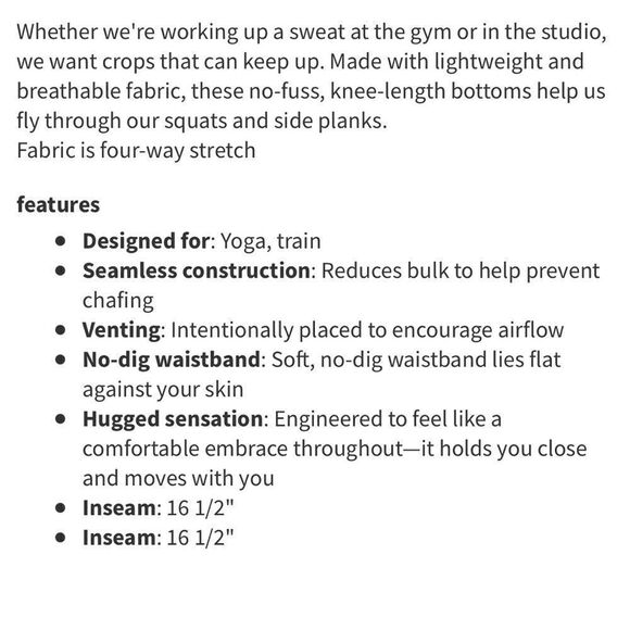 Lululemon in the flow crops II women’s size 4 - Picture 7 of 7